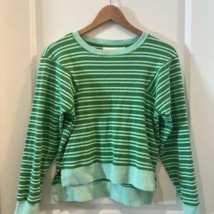 Maeve light green and blue striped long sleeve tee